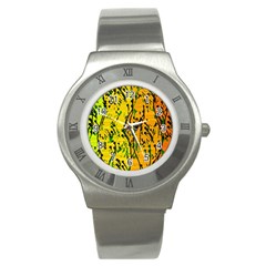 Gentle Yellow Abstract Art Stainless Steel Watch by Valentinaart