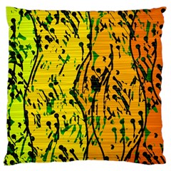 Gentle Yellow Abstract Art Large Flano Cushion Case (two Sides) by Valentinaart