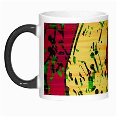 Maroon And Ocher Abstract Art Morph Mugs by Valentinaart