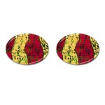 Maroon and ocher abstract art Cufflinks (Oval) Front(Pair)