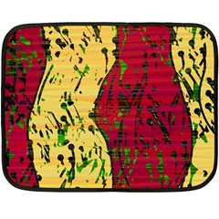 Maroon And Ocher Abstract Art Double Sided Fleece Blanket (mini) 