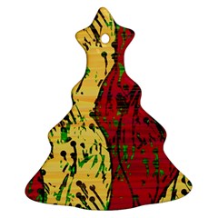 Maroon And Ocher Abstract Art Christmas Tree Ornament (2 Sides)