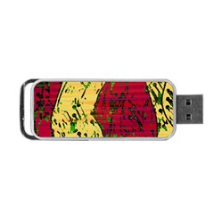 Maroon And Ocher Abstract Art Portable Usb Flash (one Side) by Valentinaart