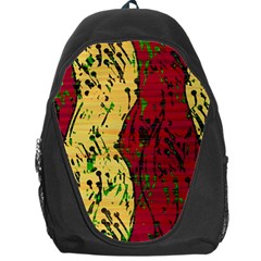 Maroon And Ocher Abstract Art Backpack Bag by Valentinaart