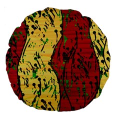 Maroon And Ocher Abstract Art Large 18  Premium Round Cushions