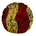 Maroon and ocher abstract art Large 18  Premium Flano Round Cushions Front