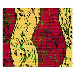 Maroon And Ocher Abstract Art Double Sided Flano Blanket (small)  by Valentinaart