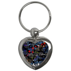 Blue Confusion Key Chains (heart)  by Valentinaart