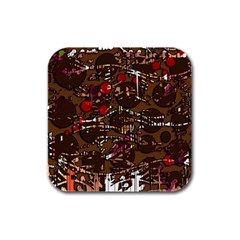 Brown Confusion Rubber Square Coaster (4 Pack)  by Valentinaart