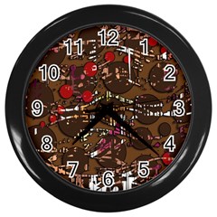 Brown Confusion Wall Clocks (black) by Valentinaart