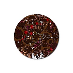 Brown Confusion Rubber Round Coaster (4 Pack)  by Valentinaart