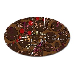 Brown Confusion Oval Magnet by Valentinaart