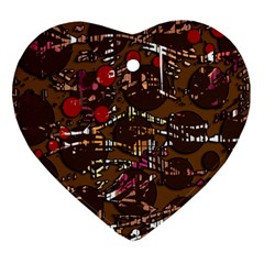 Brown Confusion Heart Ornament (2 Sides) by Valentinaart