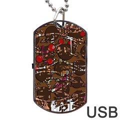 Brown Confusion Dog Tag Usb Flash (one Side) by Valentinaart