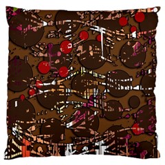 Brown Confusion Large Cushion Case (one Side) by Valentinaart