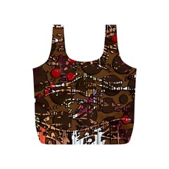 Brown Confusion Full Print Recycle Bags (s)  by Valentinaart