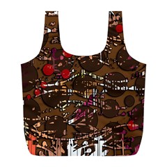 Brown Confusion Full Print Recycle Bags (l)  by Valentinaart