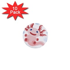 Axolotl Natural Tshirt 1  Mini Buttons (10 Pack)  by XOOXOO