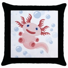 Axolotl Natural Tshirt Throw Pillow Case (black) by XOOXOO