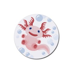 Axolotl Natural Tshirt Rubber Coaster (round) 