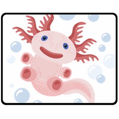 Axolotl Natural Tshirt Double Sided Fleece Blanket (medium)  by XOOXOO