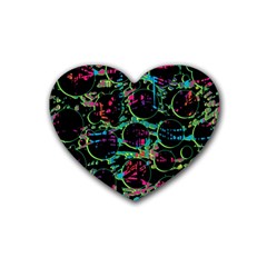 Graffiti Style Design Rubber Coaster (heart)  by Valentinaart