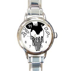 Blackandwhite Mickey Icecream Round Italian Charm Watch by XOOXOO