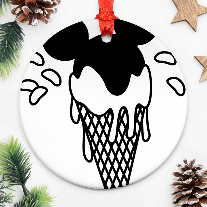 Blackandwhite Mickey Icecream Ornament (Round) 