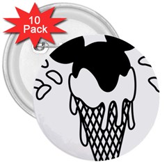 Blackandwhite Mickey Icecream 3  Buttons (10 Pack)  by XOOXOO