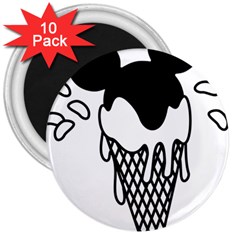 Blackandwhite Mickey Icecream 3  Magnets (10 Pack) 