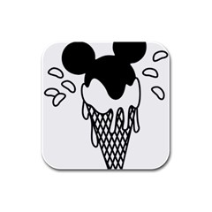 Blackandwhite Mickey Icecream Rubber Square Coaster (4 Pack)  by XOOXOO