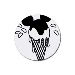 Blackandwhite Mickey Icecream Rubber Round Coaster (4 Pack)  by XOOXOO