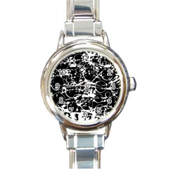 Black And White Confusion Round Italian Charm Watch by Valentinaart