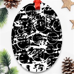 Black And White Confusion Ornament (oval)  by Valentinaart