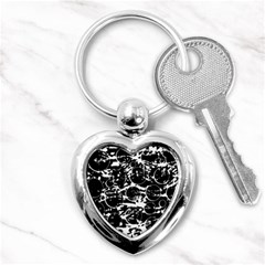 Black And White Confusion Key Chains (heart)  by Valentinaart