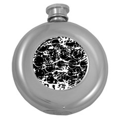 Black And White Confusion Round Hip Flask (5 Oz) by Valentinaart