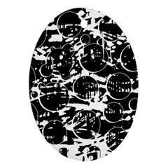 Black And White Confusion Oval Ornament (two Sides) by Valentinaart