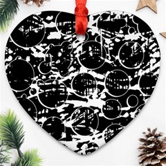 Black And White Confusion Heart Ornament (2 Sides) by Valentinaart