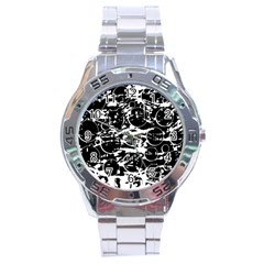 Black And White Confusion Stainless Steel Analogue Watch by Valentinaart