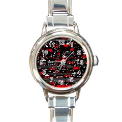 Red Symphony Round Italian Charm Watch by Valentinaart