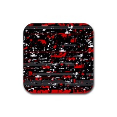 Red Symphony Rubber Coaster (square)  by Valentinaart