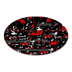 Red Symphony Oval Magnet by Valentinaart