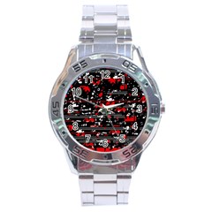 Red Symphony Stainless Steel Analogue Watch by Valentinaart