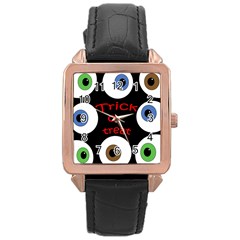 Trick Or Treat  Rose Gold Leather Watch  by Valentinaart