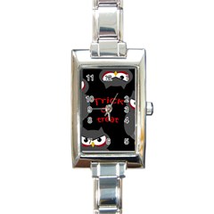 Trick Or Treat - Owls Rectangle Italian Charm Watch by Valentinaart