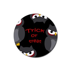 Trick Or Treat - Owls Rubber Coaster (round)  by Valentinaart