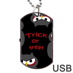 Trick Or Treat - Owls Dog Tag Usb Flash (one Side) by Valentinaart