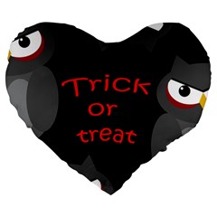 Trick Or Treat - Owls Large 19  Premium Flano Heart Shape Cushions by Valentinaart