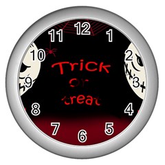 Trick Or Treat 2 Wall Clocks (silver)  by Valentinaart