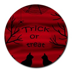 Trick Or Treat - Black Cat Round Mousepads by Valentinaart